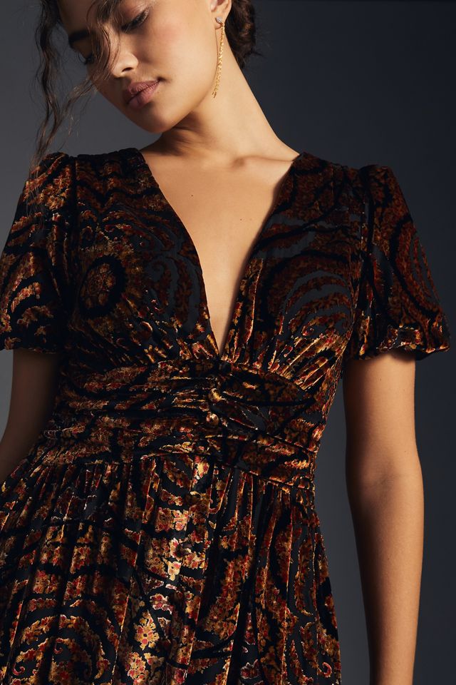 By Anthropologie Burnout Velvet Dress #1
