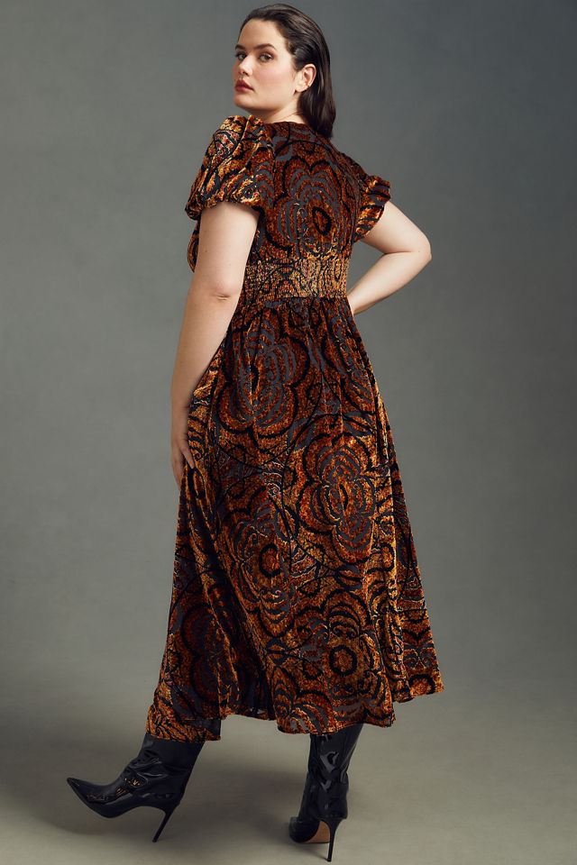 By Anthropologie Burnout Velvet Dress #7