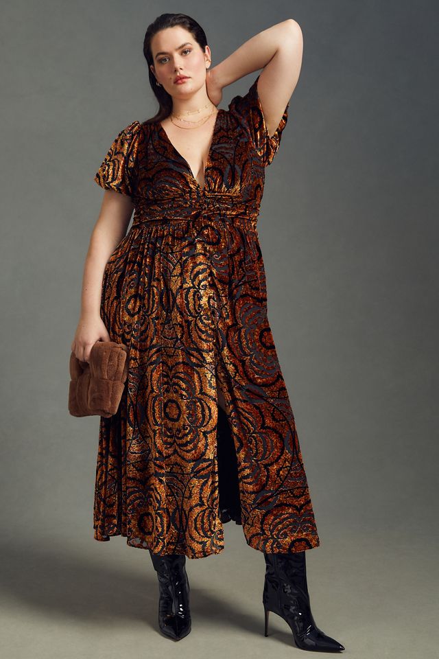 By Anthropologie Burnout Velvet Dress #4