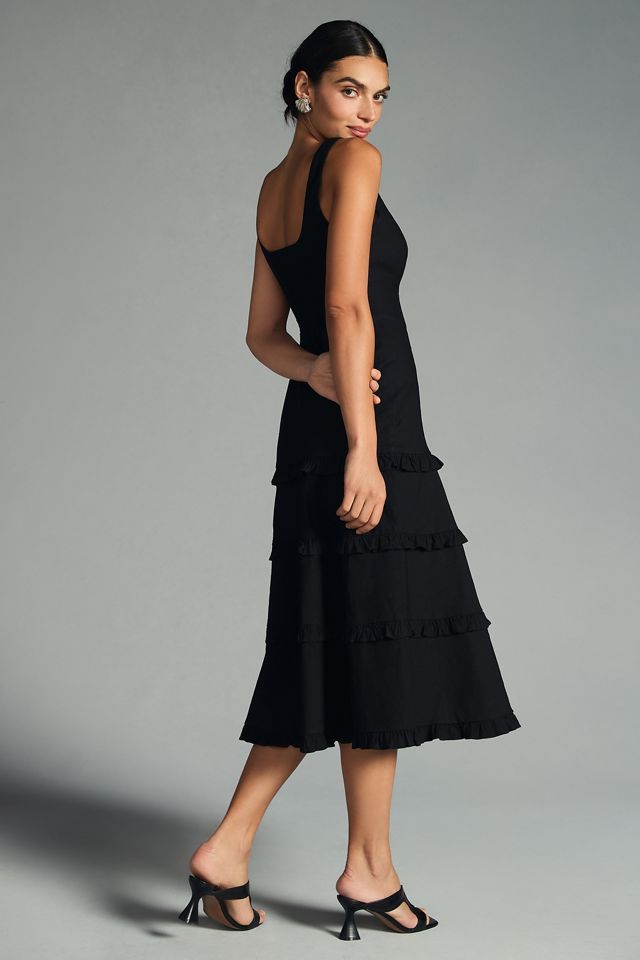 anthropologie tiered black dress