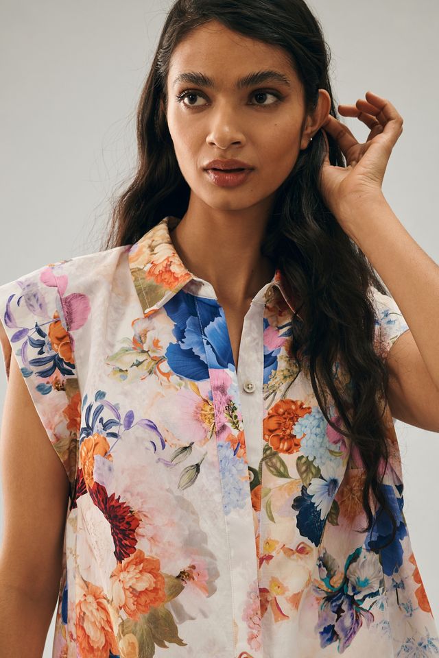 Maeve Floral High-Low Shirt Dress #2