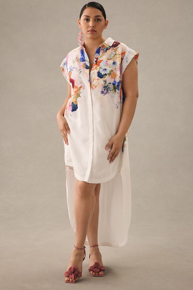 Maeve Floral High-Low Shirt Dress #5