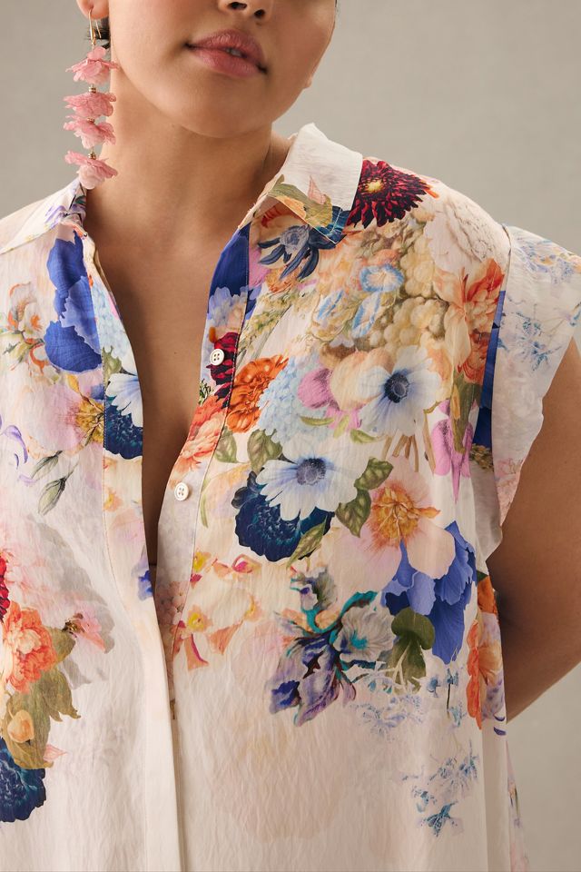 Maeve Floral High-Low Shirt Dress #6