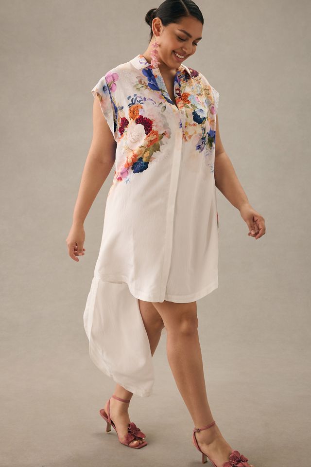 Maeve Floral High-Low Shirt Dress #7