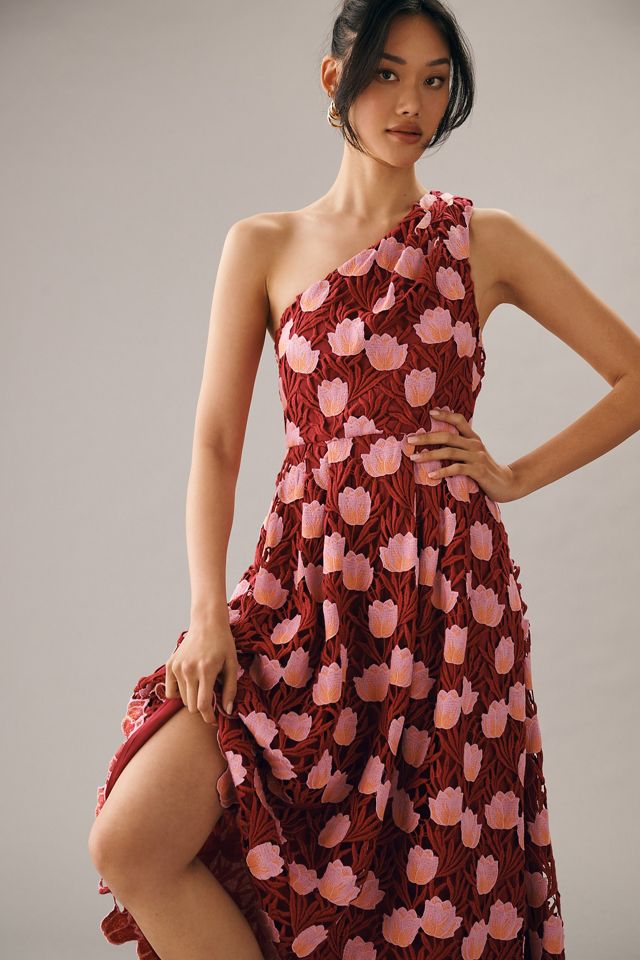 maeve one-shoulder printed mini dress Maeve One-Shoulder Twofer Mini Dress