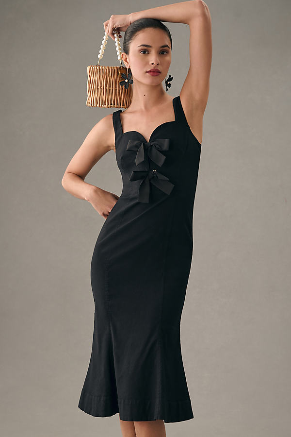 Anthropologie By  Sweetheart Bow Dress In Black