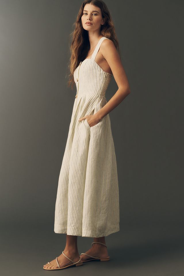 Maeve 100% European Linen Sleeveless Midi Dress