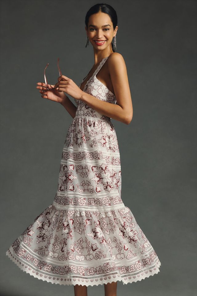 anthropologie v neck tiered maxi dress Tiered V-Neck Maxi Dress