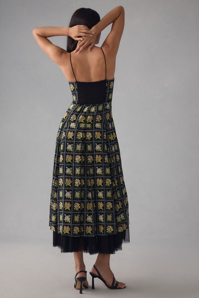 Maeve Square-Neck Tulle Embroidered Midi Dress #1