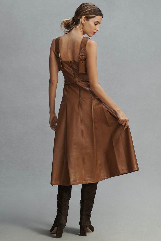 Pilcro Faux Leather Pleated Pinafore Dress #2