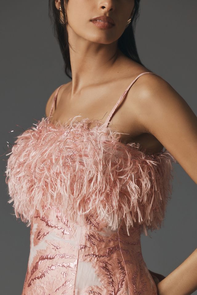 strapless open back dress Forever Yours Feather Gown