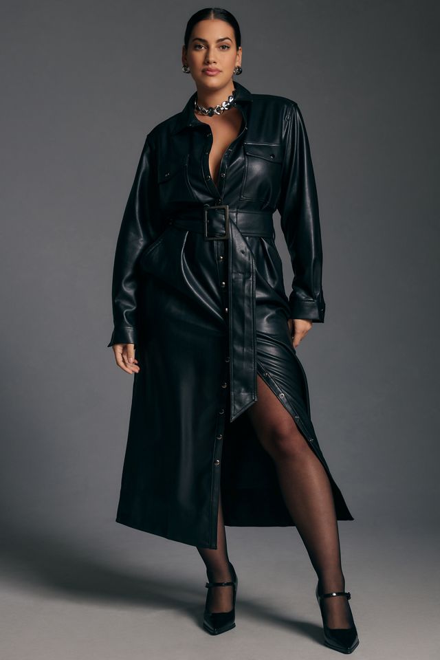 chinese dress ladies Anthropologie Pilcro Faux-Leather Scoop-Neck Shift Mini Dress $148 SIZ   Timeless Treasurz