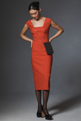 By Anthropologie Bombshell Square-Neck Midi Dress