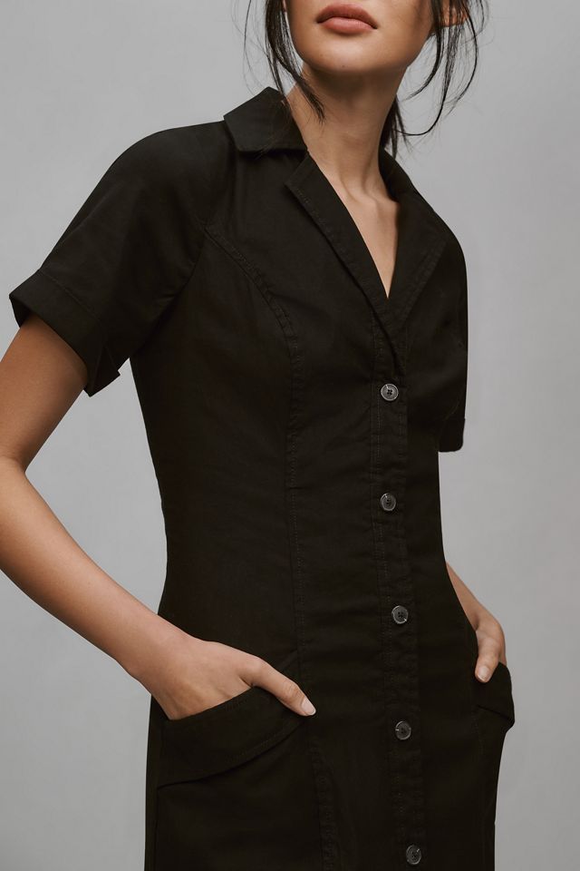 maeve short sleeve collared scallop mini dress Maeve Short-Sleeve Collared Mini Shirt Dress