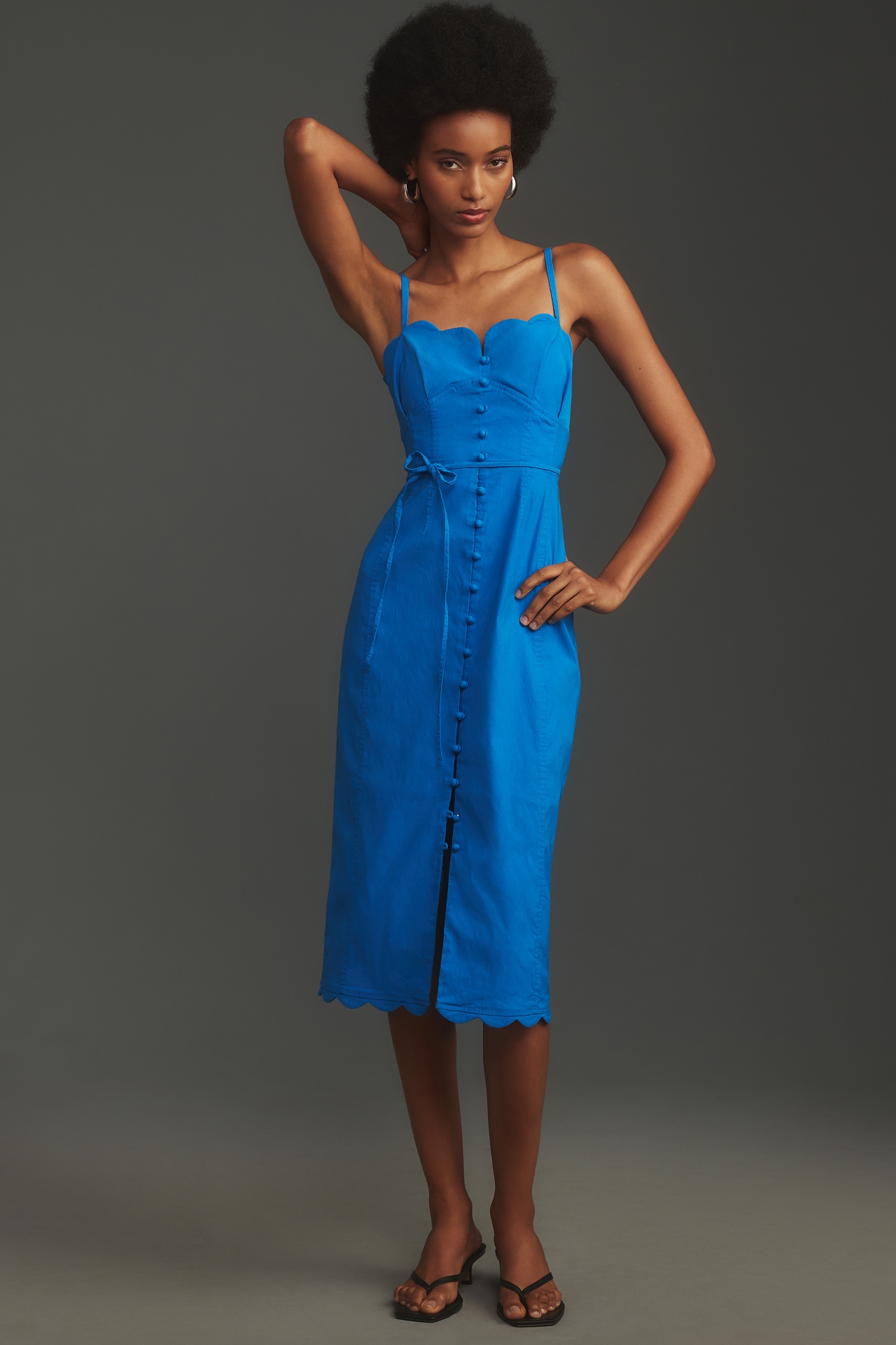 sweetheart linen midi dress By Anthropologie Linen Sweetheart Slim Midi Dress