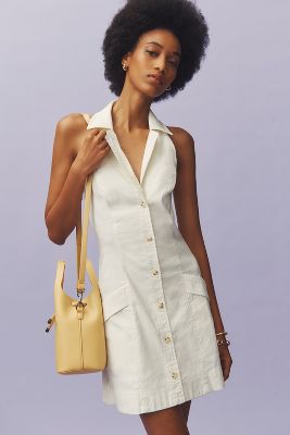 Shop Maeve Sleeveless T-back Blazer Mini Dress In White