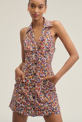 Maeve Sleeveless Square-Neck Lace Mix Mini Dress