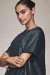 Maeve Puff-Sleeve V-Neck Pintuck Romper