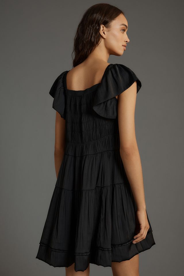 By Anthropologie Flutter-Sleeve Square-Neck Mini Dress #1