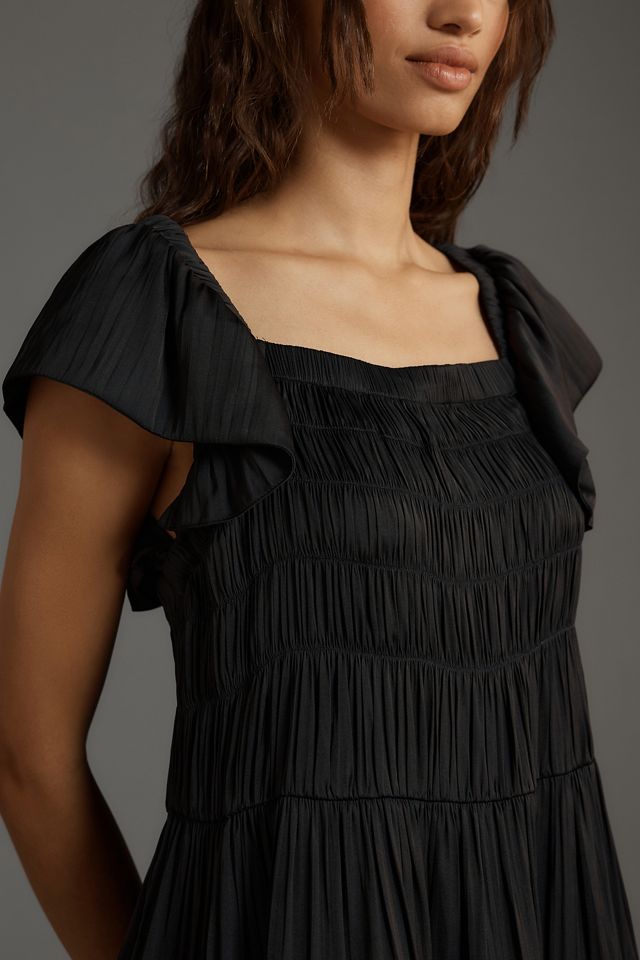 By Anthropologie Flutter-Sleeve Square-Neck Mini Dress #2