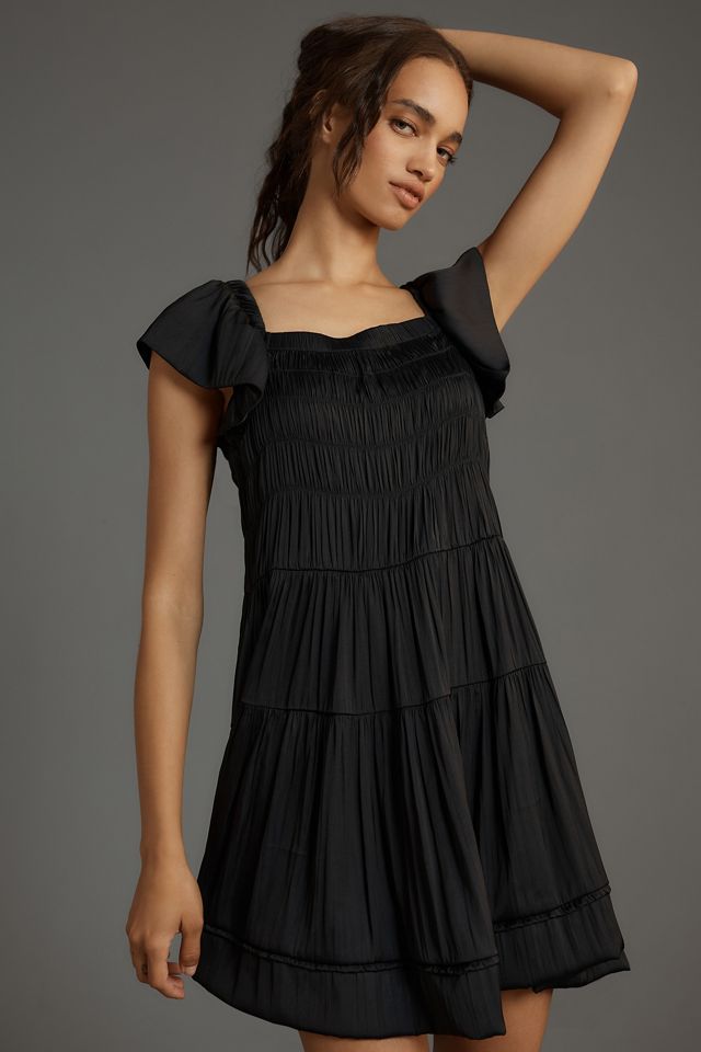 By Anthropologie Flutter-Sleeve Square-Neck Mini Dress #4