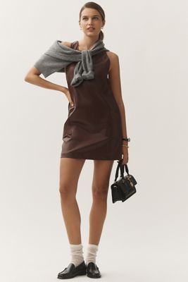 Maeve Sleeveless Faux-Leather Mini Shift Dress