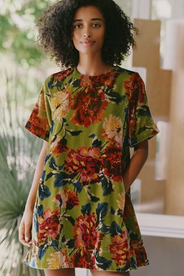 La Robe Mini Évasée à Manches Courtes Emmy par Maeve : Édition Velours