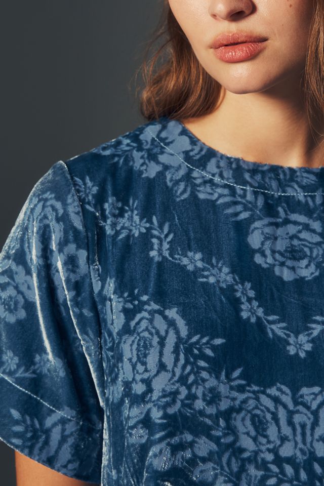 Emmy Short-Sleeve Swing Mini Dress by Maeve: Velvet Edition #1