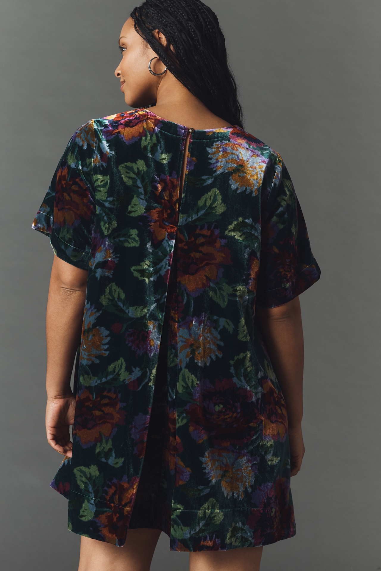 The Emmy Short-Sleeve Swing Mini Dress by Maeve: Velvet Edition