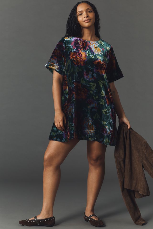 The Emmy Short-Sleeve Swing Mini Dress by Maeve: Velvet Edition #5