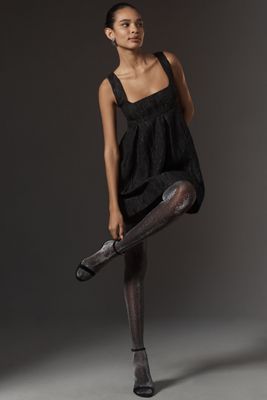 Maeve Sleeveless Square-Neck Textured Babydoll Mini Dress 