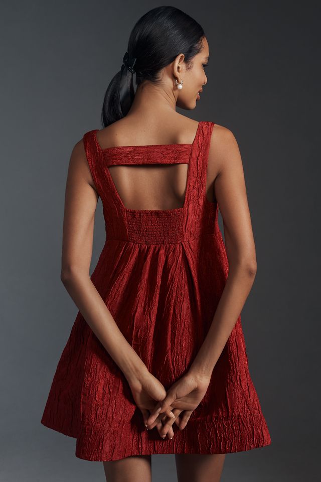 Robe Mini Babydoll Texturée Maeve Sans Manches Col Carré #1
