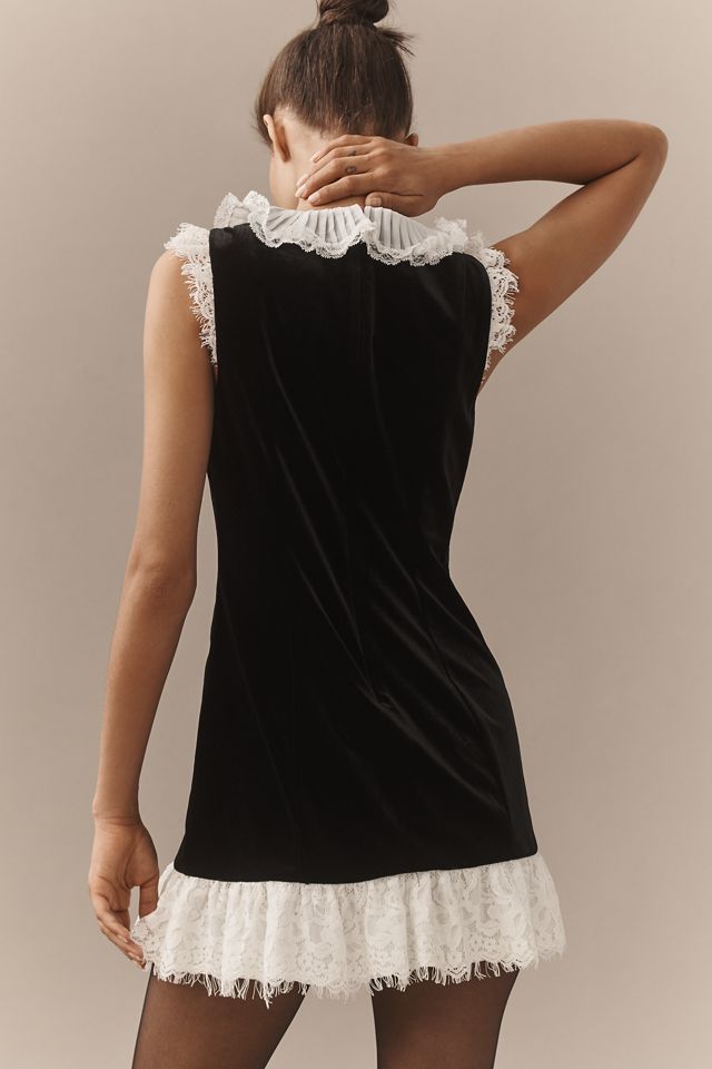 By Anthropologie Ruffle-Trim Velvet Mini Dress #1