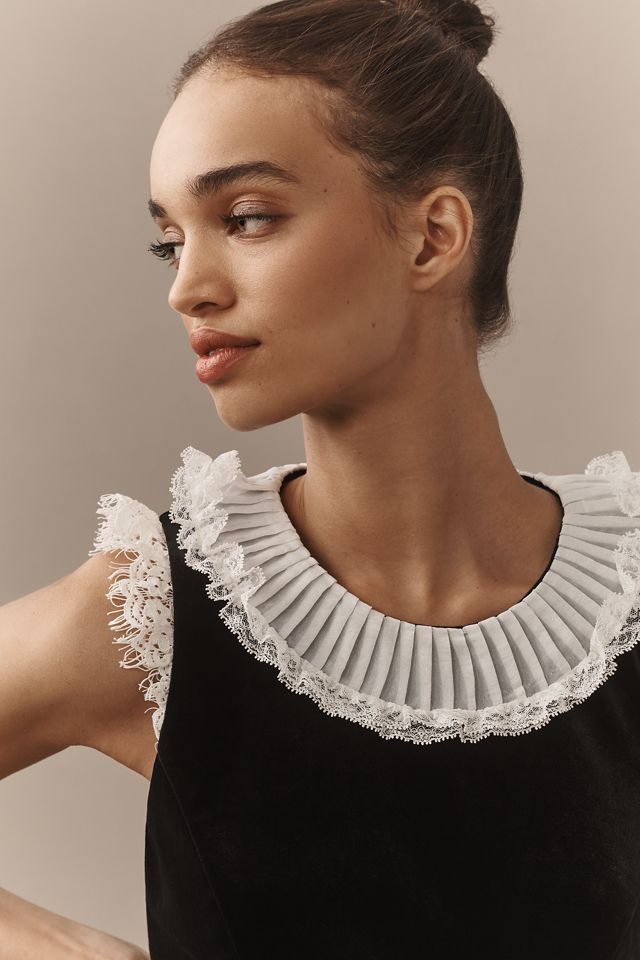 By Anthropologie Ruffle-Trim Velvet Mini Dress #2