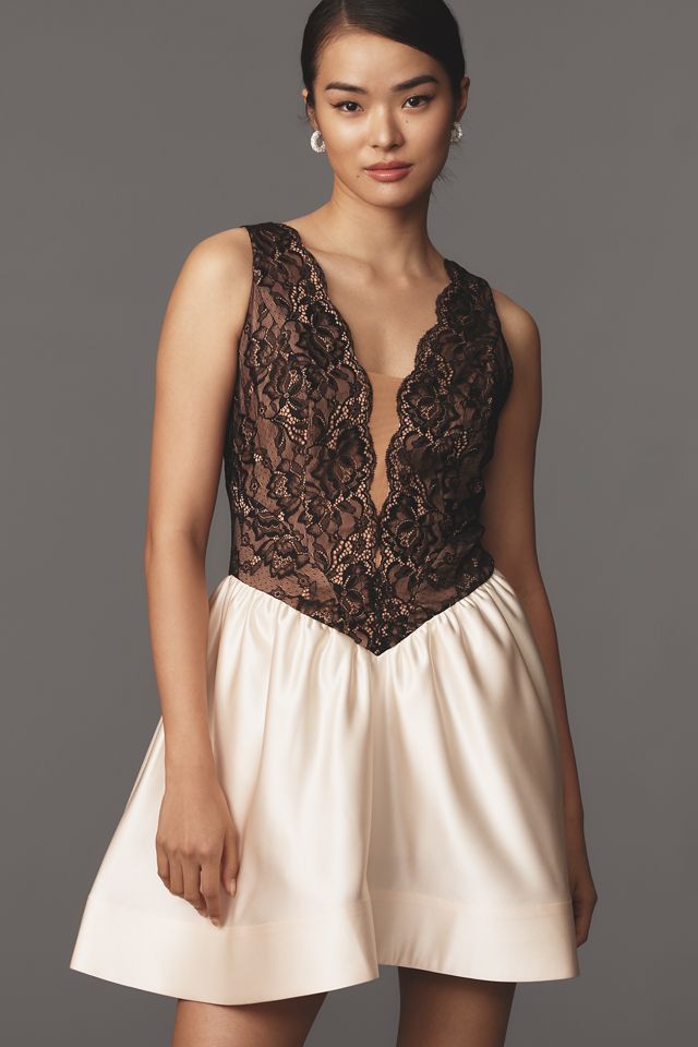 Maeve Twofer Basque-Waist Mini Dress #3