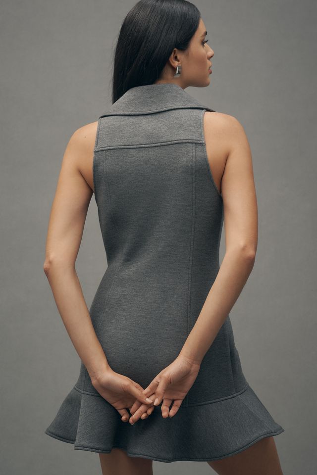 Maeve Sleeveless Collared Front-Zip Flounce-Hem Mini Dress #1