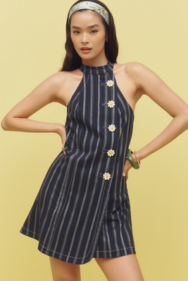 Maeve Halter Button-front Mini Dress