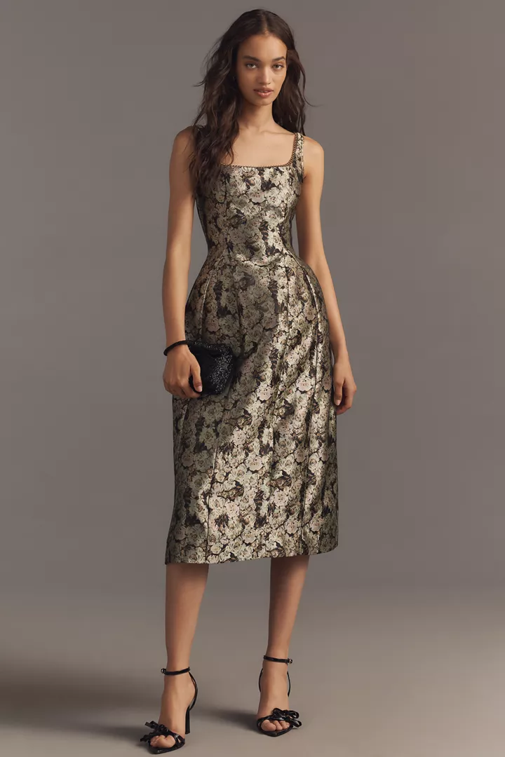 Maeve Sleeveless Square-Neck Fit & Flare Midi Dress