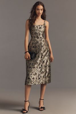 Maeve Ärmellos Quadratischer-Ausschnitt Figurbetont & Ausgestellt Midi Kleid