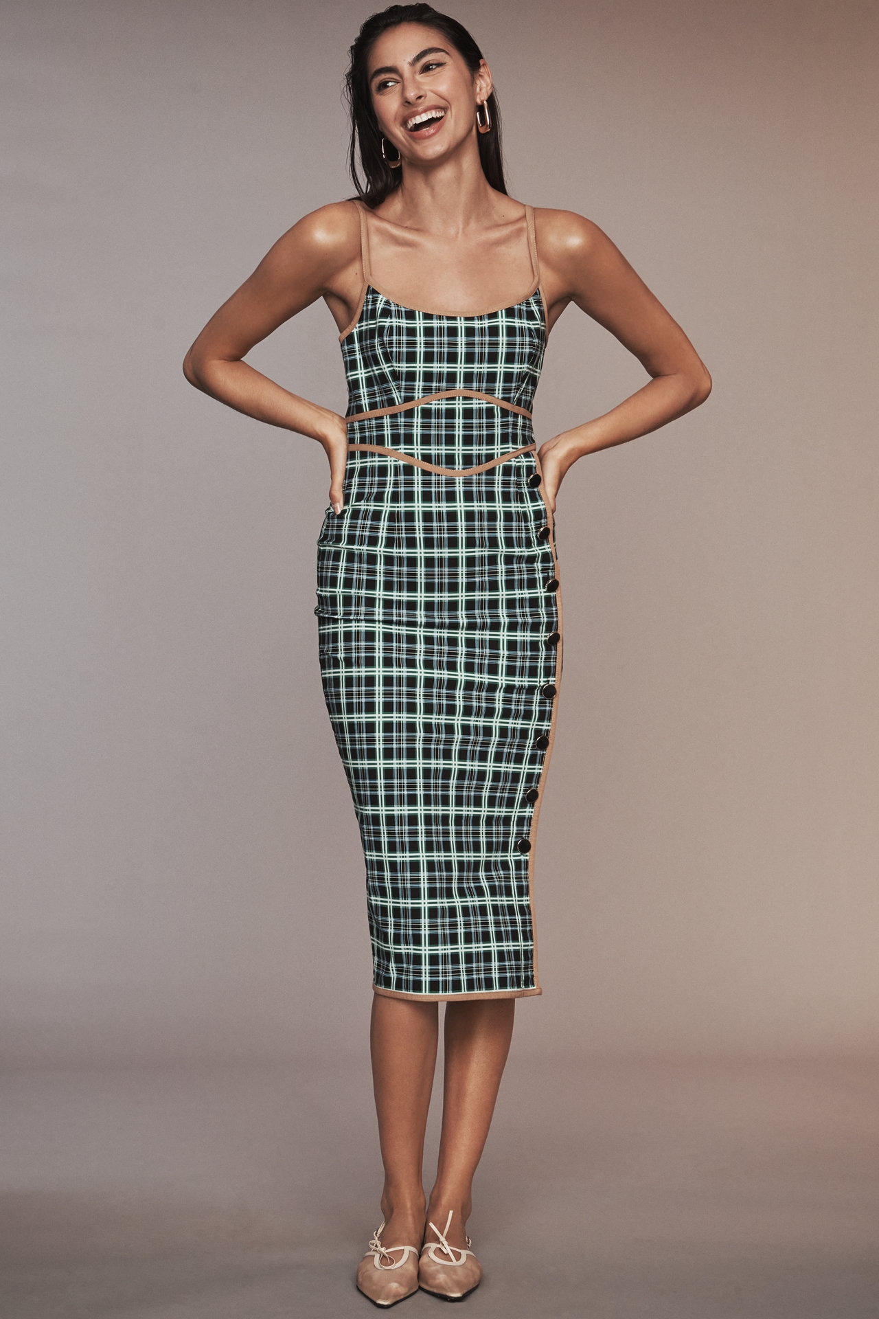 Maeve Sleeveless Scoop-Neck Slim Midi Dress