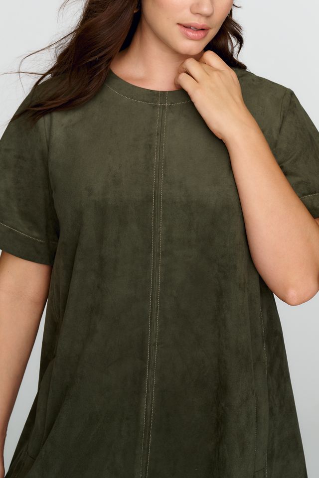 Maeve Emmy Faux Suede Short Sleeve Mini Swing Dress #2