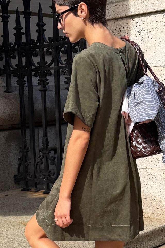 Maeve Emmy Faux Suede Short Sleeve Mini Swing Dress #6