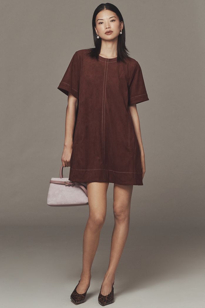 The Emmy Short-Sleeve Mini Swing Dress by Maeve