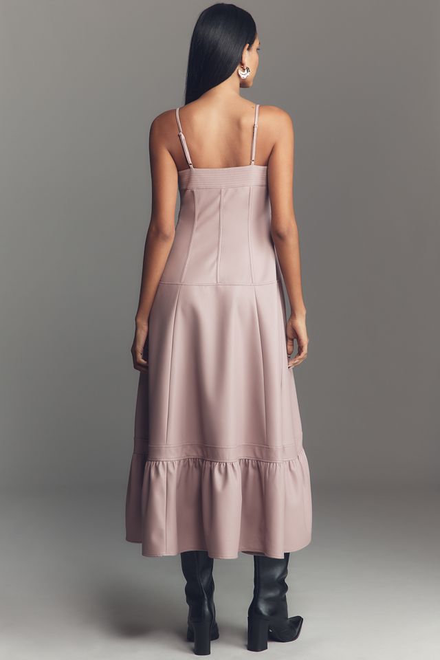 By Anthropologie Faux-Leather Front-Zip Midi Dress #1
