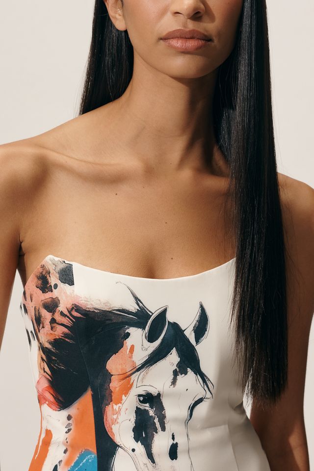 Maeve Strapless Printed Horse Mini Dress #4