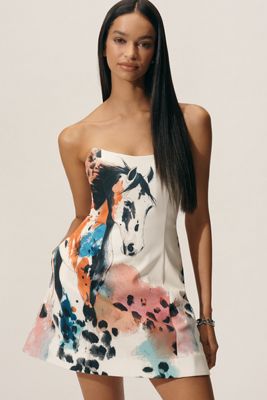 Maeve Strapless Printed Horse Mini Dress