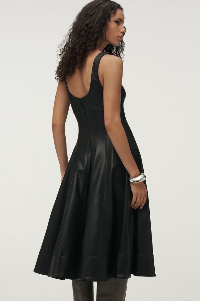 By Anthropologie Faux-Leather A-Line Midi Dress #1