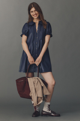 Pilcro The Keira Faux-leather Mini Dress By  In Blue