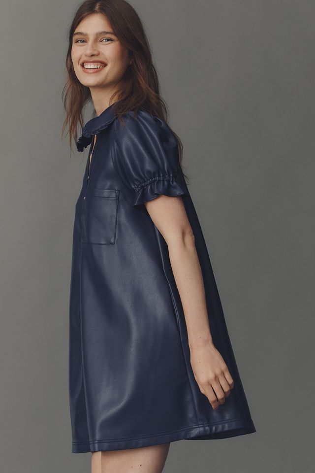 The Keira Faux-Leather Mini Dress by Pilcro #2