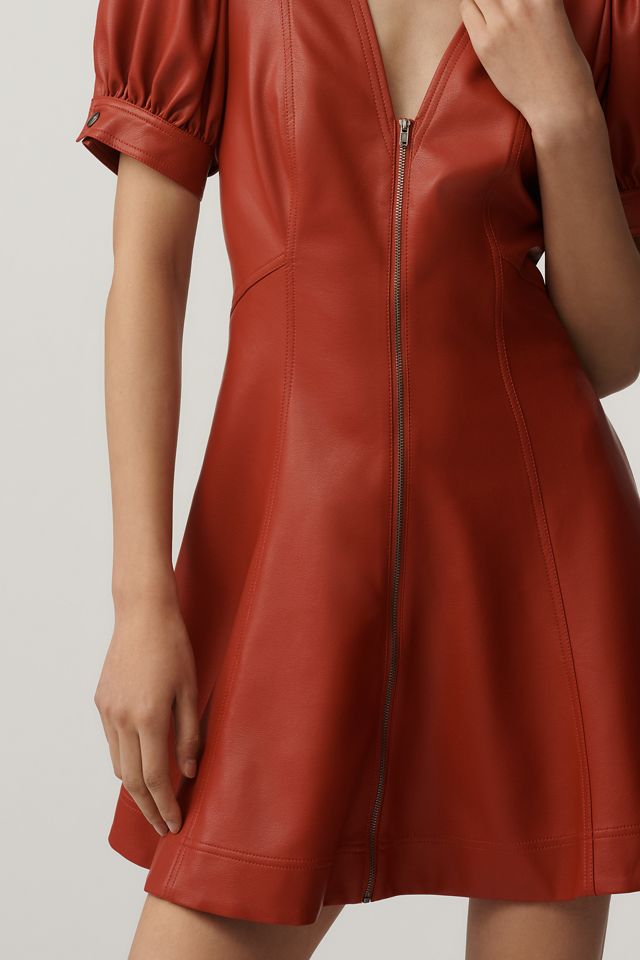 Mini robe Pilcro à fermeture éclair devant et manches courtes en simili cuir #2